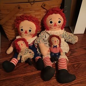 COLLECTORS VINTAGE KNICKERBOCKER   RAGGEDY ANN & ANDY & 2 MINIATURES